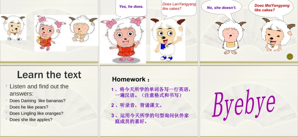 外研版小学英语课件-Module 4 Unit 2 Does Lingling like oranges 课件2.ppt
