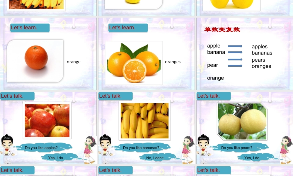 外研版小学英语课件-Module 4 Unit 2 Dose Lingling like oranges 课件3.ppt