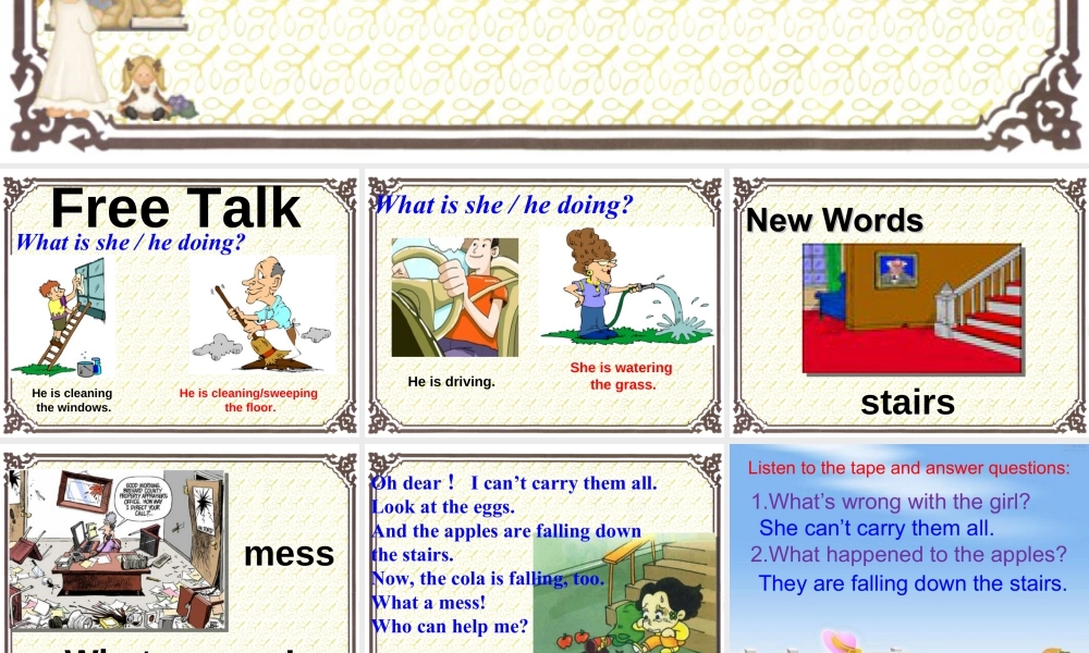 外研版小学英语课件-Module 4 Unit 2 The apples are falling down the stairs. 课件2.ppt