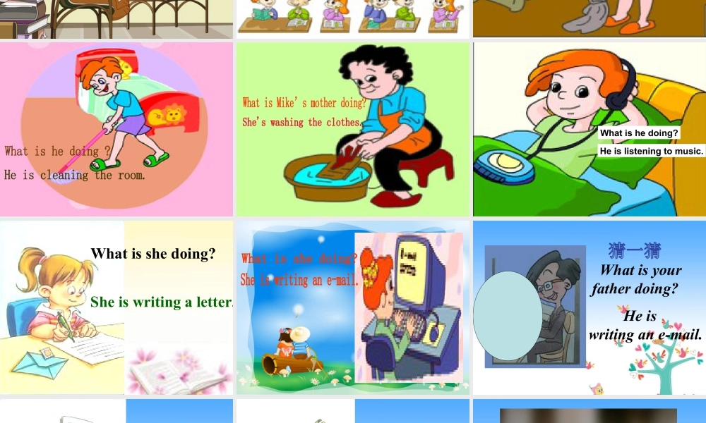 外研版小学英语课件-Module 4 Unit 2 The apples are falling down the stairs---What are you doing句型操练.ppt