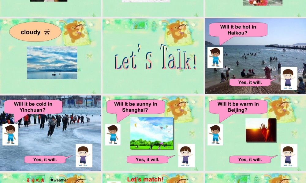 外研版小学英语课件-Module 4 Unit 2 Will it be hot in Haikou 课件.ppt