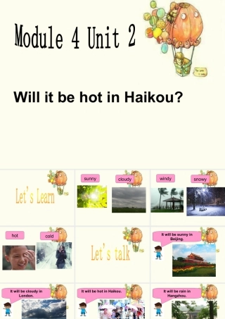 外研版小学英语课件-Module 4 Unit 2 Will it be hot in Haikou 天气演练.ppt