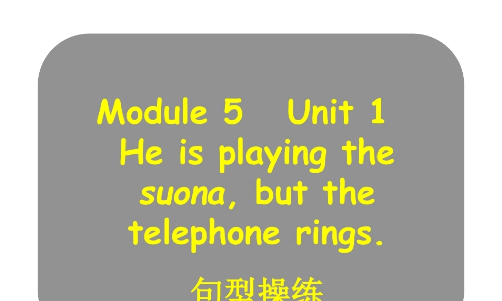 外研版小学英语课件-Module 5 Unit 1 He is playing the suona, but the talephone rings.句型操练.ppt