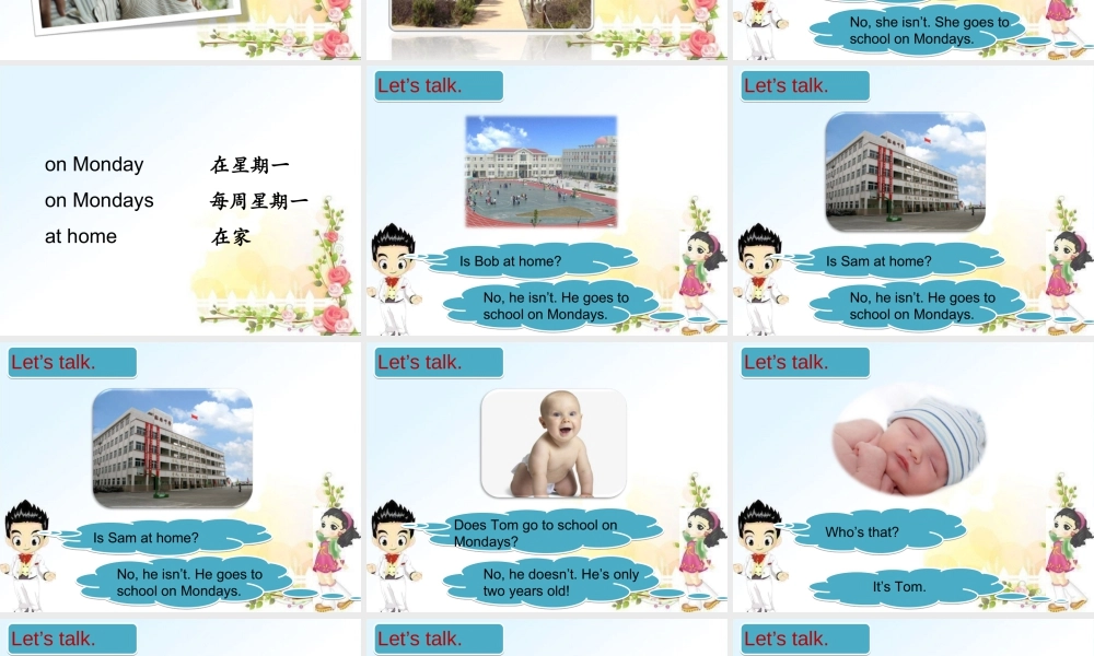 外研版小学英语课件-Module 5 Unit 1 She goes to school on Mondays 课件3.ppt