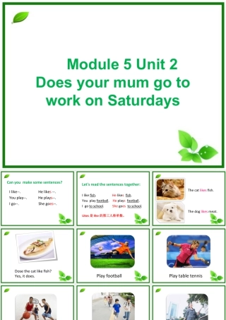 外研版小学英语课件-Module 5 Unit 2 Does your mum go to work on Saturdays 课件3.ppt