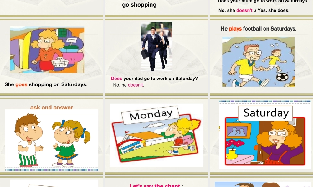 外研版小学英语课件-Module 5 Unit 2 Does your mum go to work on Saturdays课件1.ppt