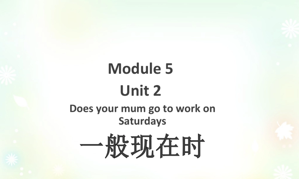 外研版小学英语课件-Module 5 Unit 2 Does your mum go to work on Saturdays--一般现在时.ppt