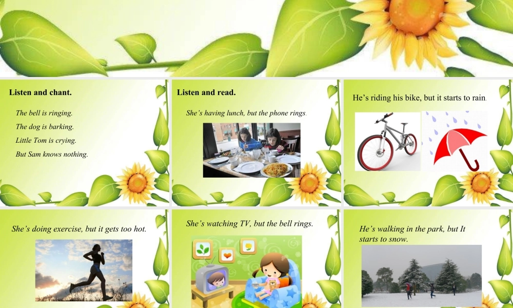 外研版小学英语课件-Module 5 Unit 2 He's riding his bike, but it starts to rain. 课件1.ppt