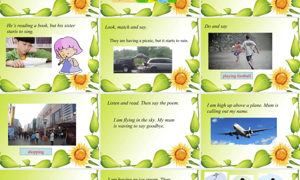 外研版小学英语课件-Module 5 Unit 2 He's riding his bike, but it starts to rain. 课件1.ppt