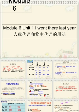 外研版小学英语课件-Module 6 Unit 1 I went there last year人称代词和物主代词的用法.ppt