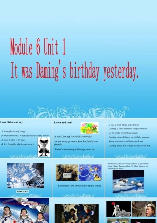 外研版小学英语课件-Module 6 Unit 1 It was Daming's birthday yesterday. 课件2.ppt