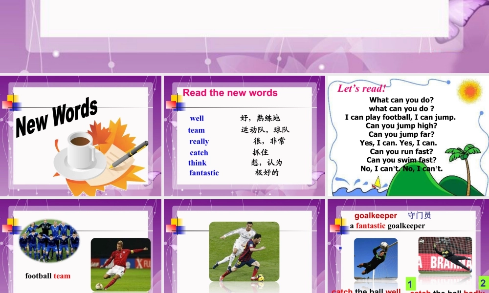 外研版小学英语课件-Module 6 Unit 1 You can play football well. 课件.ppt