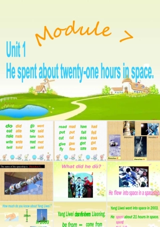 外研版小学英语课件-Module 7 Unit 1 He spent about twenty-one hours in space. 课件1.ppt