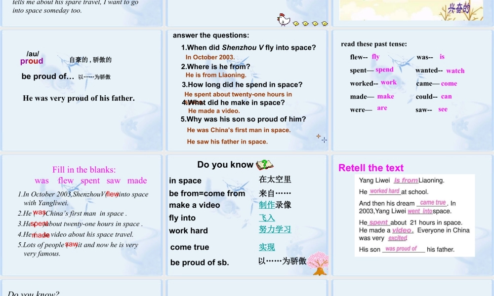 外研版小学英语课件-Module 7 Unit 1 He spent about twenty-one hours in space. 课件2.ppt