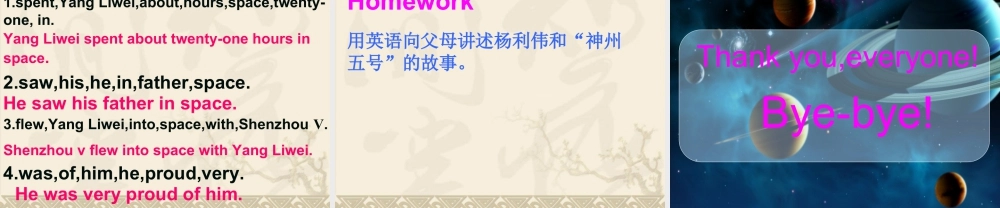 外研版小学英语课件-Module 7 Unit 1 He spent about twenty-one hours in space--Shenzhou Ⅴ 背景知识扩展.ppt