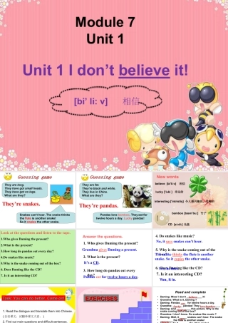 外研版小学英语课件-Module 7 Unit 1 I don't believe it! 课件.ppt