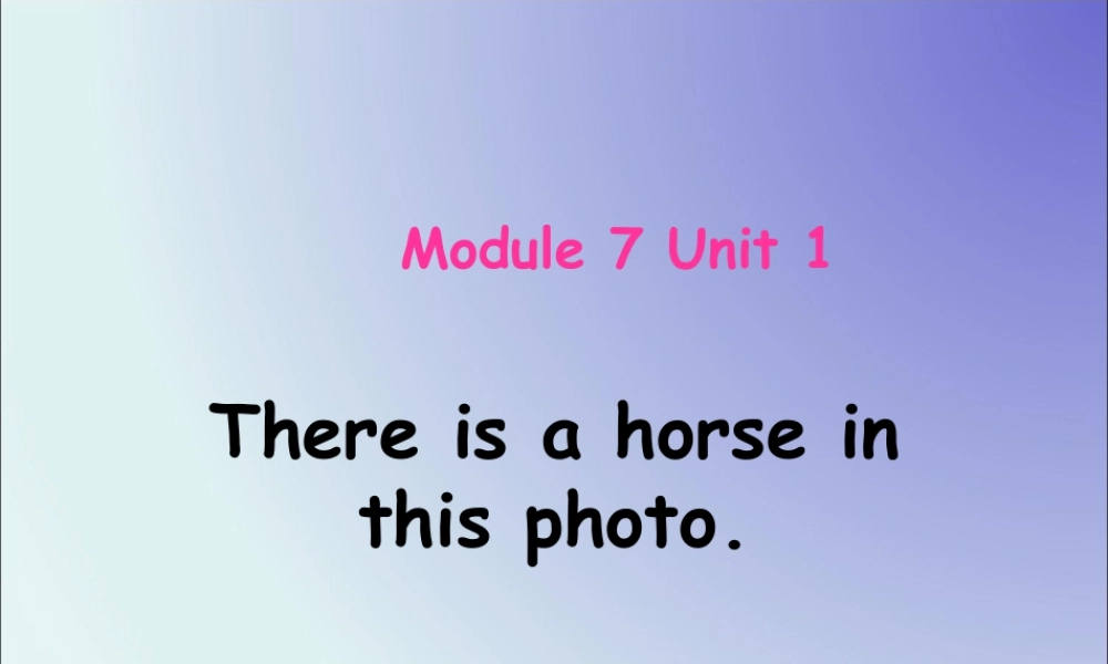 外研版小学英语课件-Module 7 Unit 1 There is a horse in this photo 课件.ppt