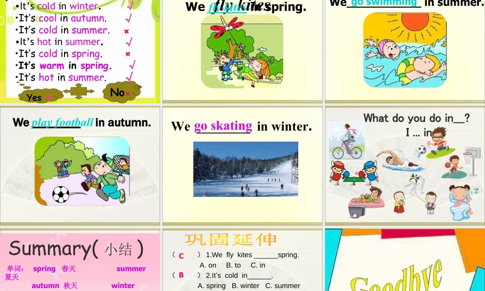 外研版小学英语课件-Module 7 Unit 1 We fly kites in spring课件1.ppt