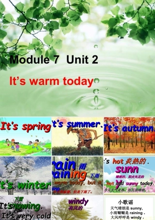 外研版小学英语课件-Module 7 Unit 2 It's warm today课件1.ppt