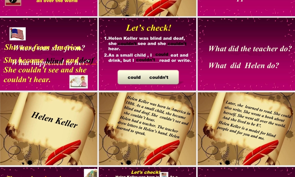 外研版小学英语课件-Module 7 Unit 2 She couldn't see or hear. 课件1.ppt