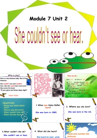 外研版小学英语课件-Module 7 Unit 2 She couldn't see or hear. 课件2.ppt
