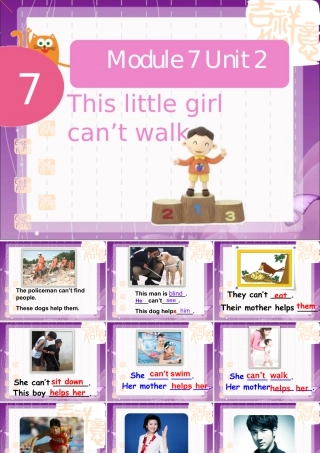 外研版小学英语课件-Module 7 Unit 2 This little girl can't wal.ppt