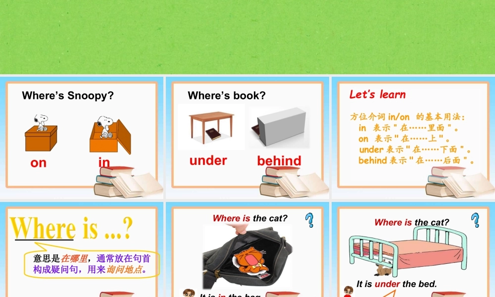 外研版小学英语课件-Module 8 Unit 1 It's on your desk-- 方位介词.ppt