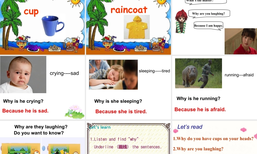 外研版小学英语课件-Module 8 Unit 1 Why do you have cups on your heads 课件1.ppt