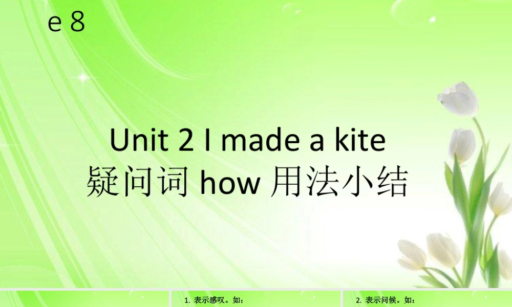 外研版小学英语课件-Module 8 Unit 2 I made a kite--疑问词how用法小结.ppt