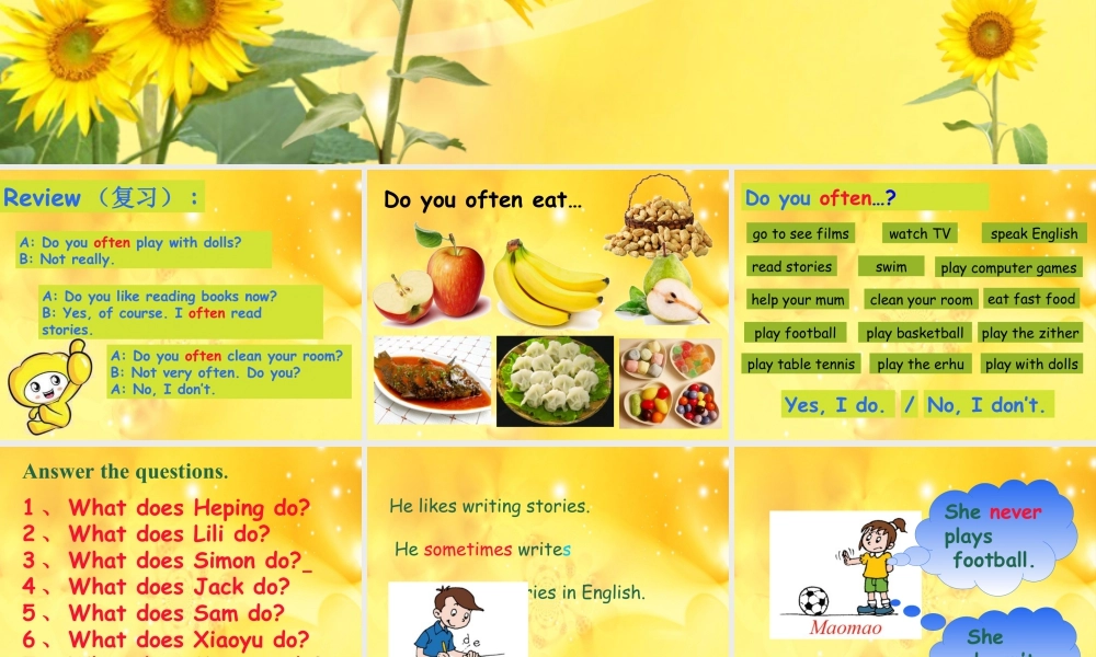 外研版小学英语课件-Module 8 Unit 2 I often go swimming. 课件.ppt