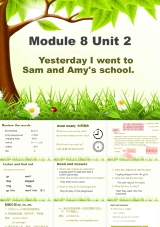 外研版小学英语课件-Module 8 Unit 2 Yesterday I went to Sam and Amy's school. 课件.ppt
