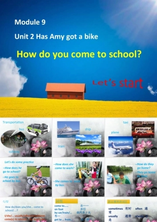 外研版小学英语课件-Module 9 Unit 2 Has Amy got a bike--How do you come to school.ppt