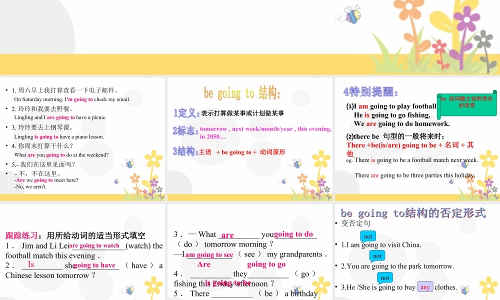 外研版小学英语课件-Module 9 Unit 2 Mum bought new T-shirt for you--强化be going to结构句型.ppt