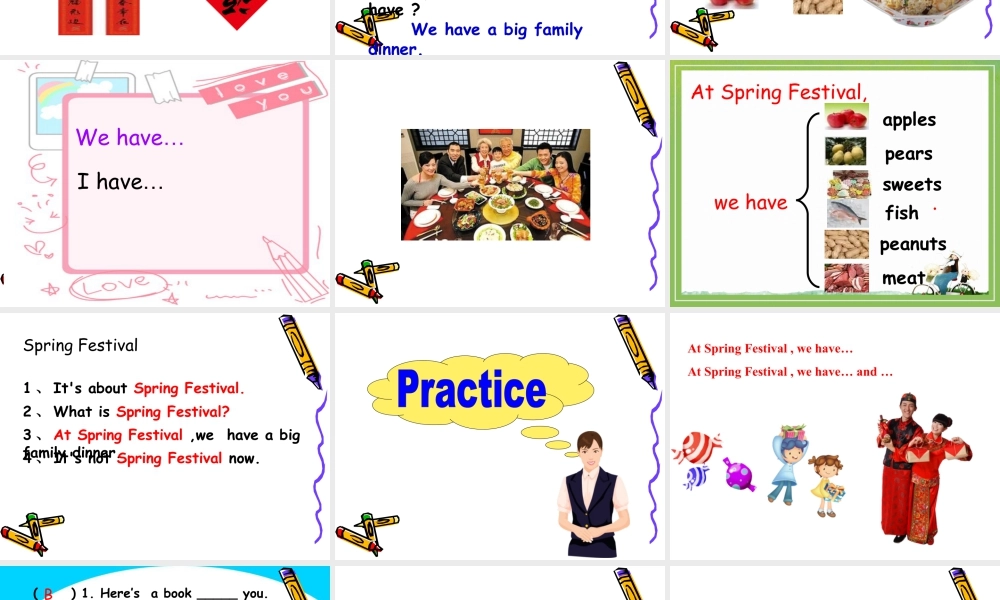 外研版小学英语课件-Module 10 Unit 1 We have a big family dinner 课件.ppt