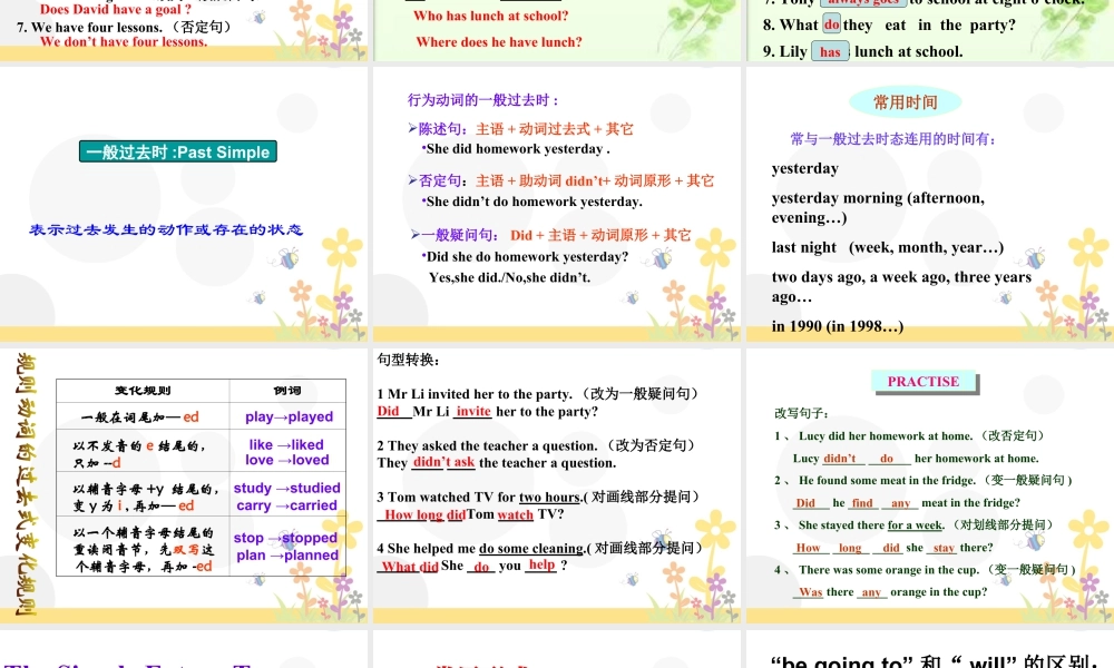 外研版小学英语课件-Module 10 Unit 2 I'm in New York now--一般过去时，一般现在时，一般将来时综合回顾.ppt