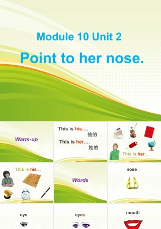 外研版小学英语课件-Module 10 Unit 2 Point to her nose 课件.ppt