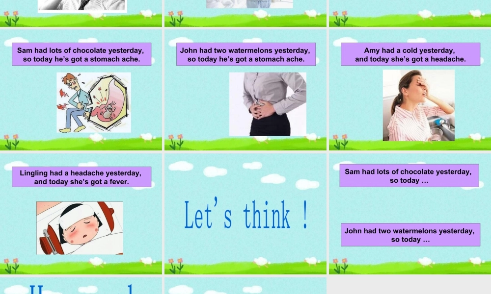 外研版小学英语课件-Module 10 Unit 2 Sam had lots of chocolate 单词句型演练.ppt