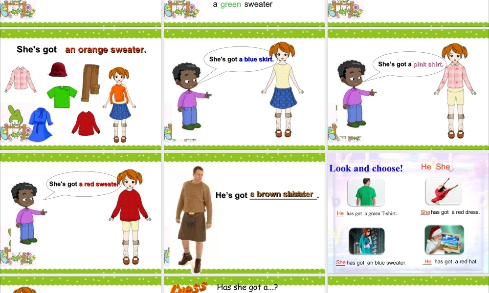 外研版小学英语课件-Module 10 Unit 2 She's got an orange sweater 课件3.ppt