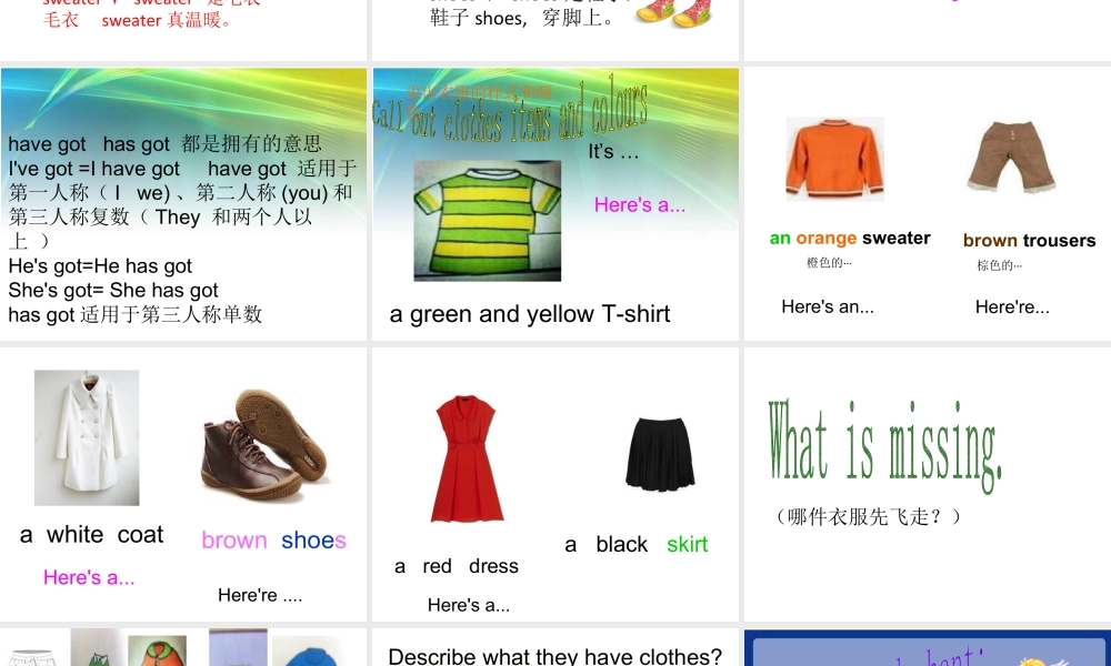 外研版小学英语课件-Module 10 Unit 2 She's got an orange sweater课件2.ppt