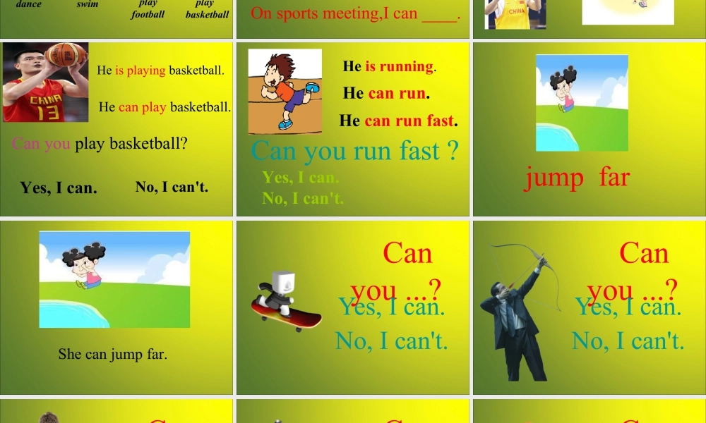 外研版小学英语课件-Moudle 5 Unit 1 can you run fast 课件.ppt