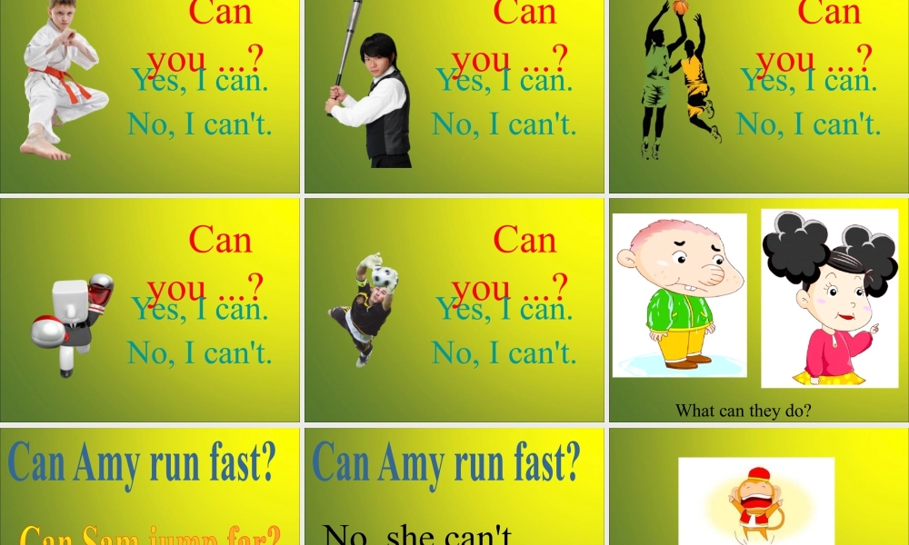 外研版小学英语课件-Moudle 5 Unit 1 can you run fast 课件.ppt