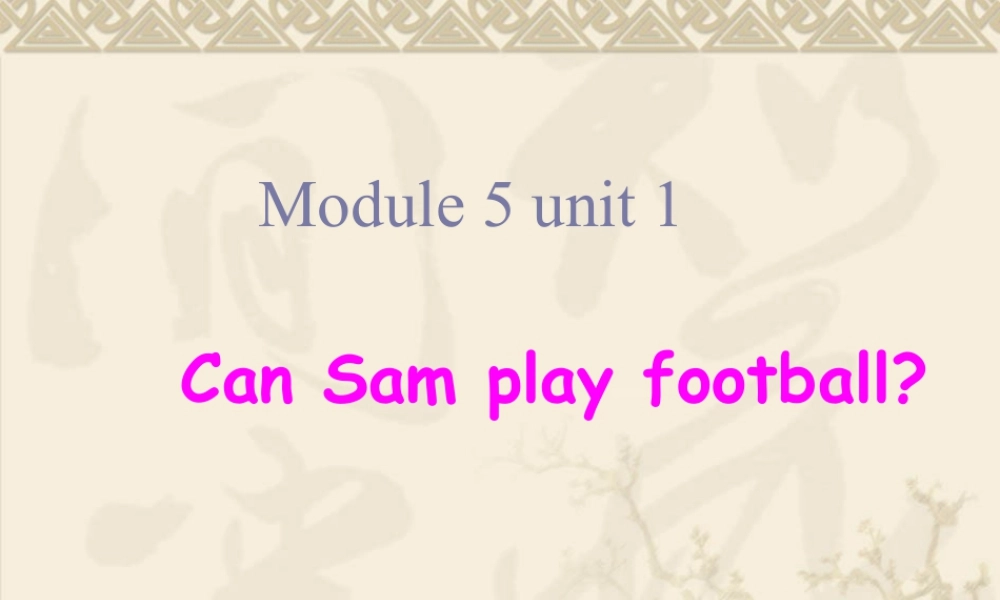 外研版小学英语课件-Moudle 5 Unit 2 Can Sam play football 课件.ppt