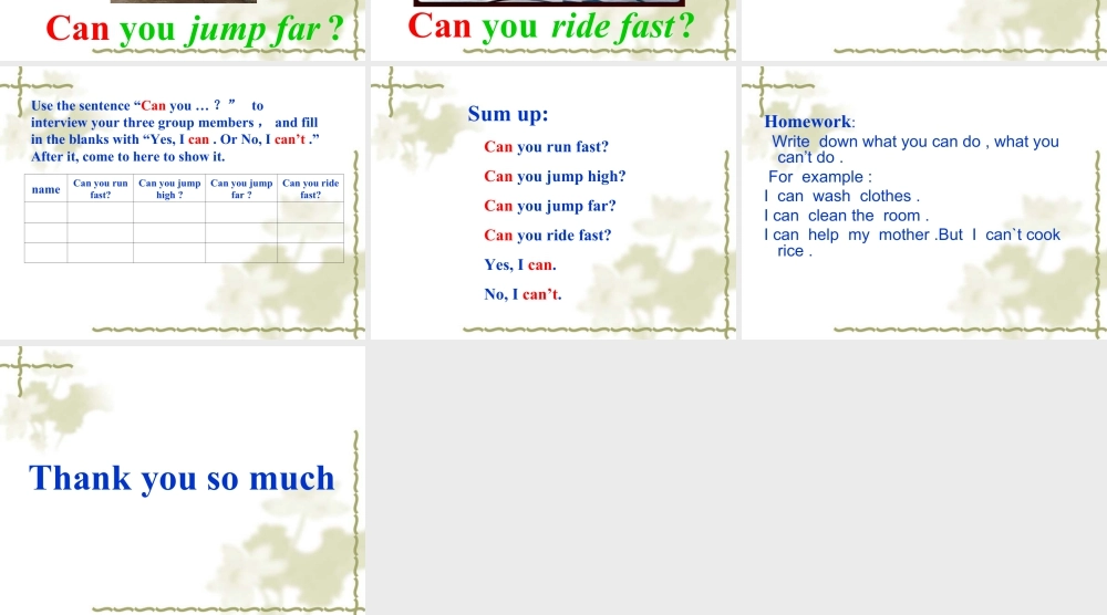 外研版小学英语课件-Unit 1 Can you run fast 课件2.ppt