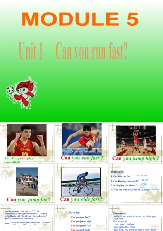 外研版小学英语课件-Unit 1 Can you run fast 课件2.ppt