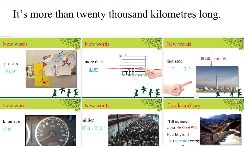 外研版小学英语课件-Unit 1 It's more than twenty thousand kilometers long..ppt