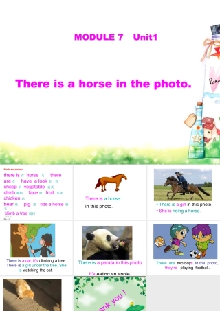 外研版小学英语课件-Unit 1 There is a horse in this photo 课件 2.ppt