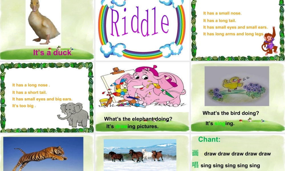 外研版小学英语课件-Unit 2 What`s the elepant doing 课件 1.ppt