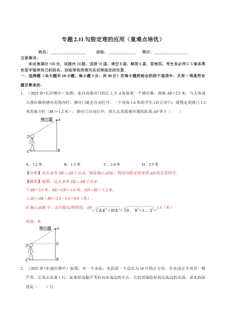 八年级数学上册-课时练习-2.11勾股定理的应用（解析版）【浙教版】.docx