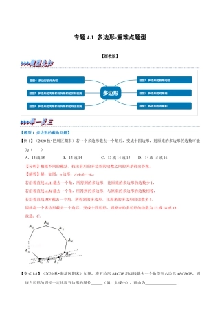 八年级数学下学期-专题4.1 多边形-重难点题型（举一反三）（浙教版）（解析版）.docx