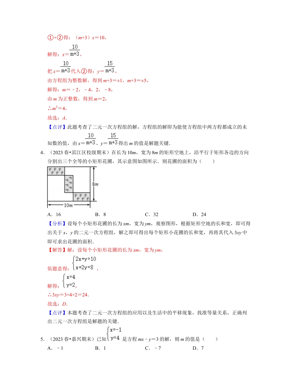 第2章 二元一次方程组（基础30题专练）-七年级数学下学期考试满分全攻略（浙教版）（解析版）.docx_第2页